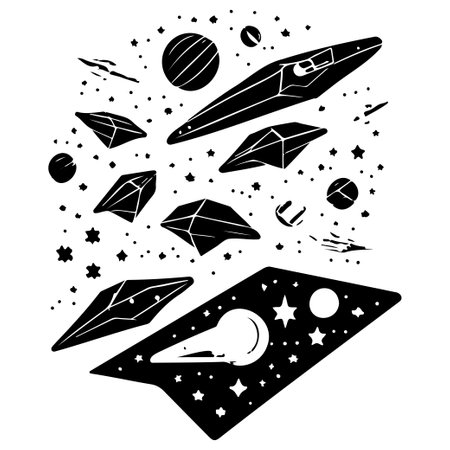 Asteroids stone doodle draw black space element illustration sketch draw elementのイラスト素材