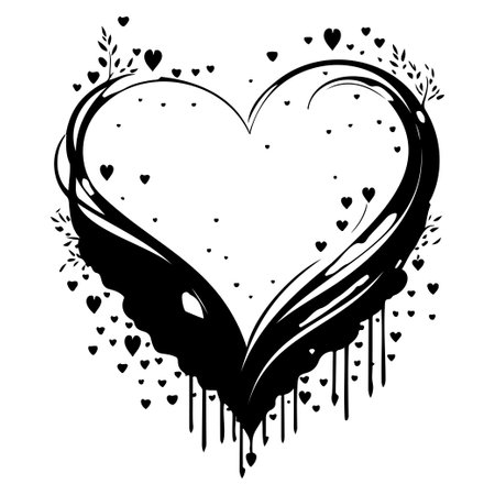 water color Heart love valentine illustration sketch hand draw elementのイラスト素材