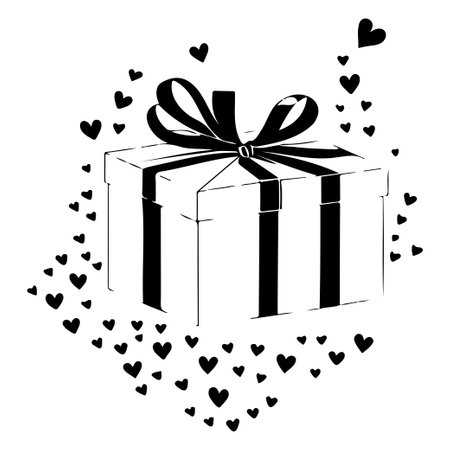 gift box valentine love black colour logo vector element and symbolのイラスト素材