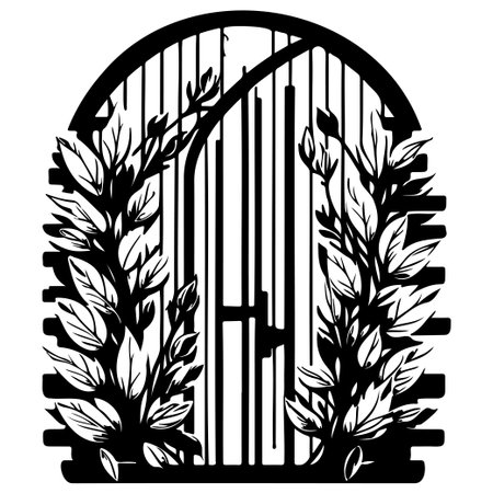 Gate flower Accents leaf illustration sketch hand draw elementのイラスト素材