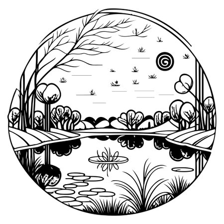 doodle sketch art nouveau drawings Park illustration elementのイラスト素材