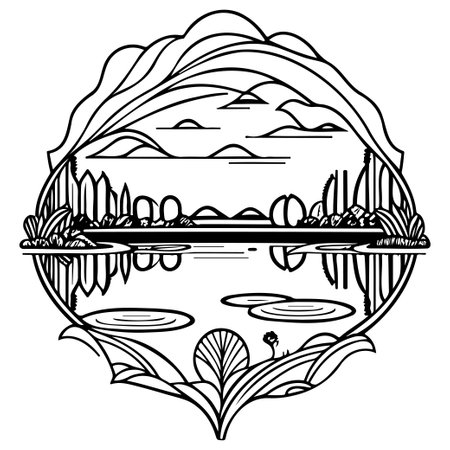 doodle sketch art nouveau drawings Park illustration elementのイラスト素材