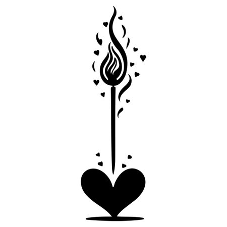 Candle Flame love heart valentine illustration sketch draw elementのイラスト素材