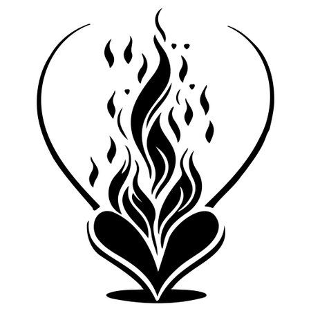 Candle Flame love heart valentine illustration sketch draw elementのイラスト素材