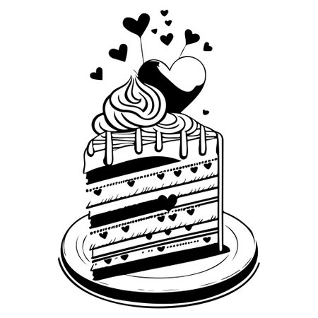 Cake Festive Valentine Day Delicious Sweet illustration sketch draw element