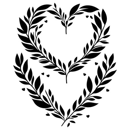 flower heart floral valentine illustration sketch draw symbol blackのイラスト素材