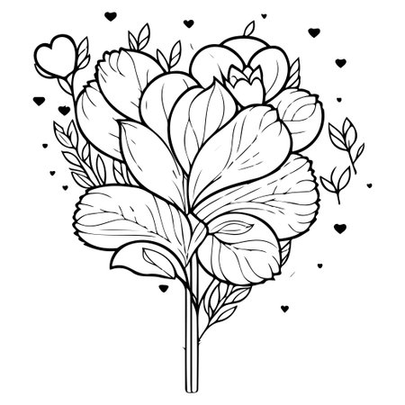 doodle valentine love flower rose heart illustration sketch hand draw elementのイラスト素材
