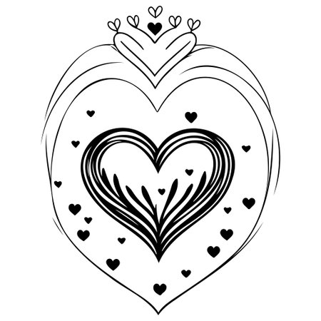 Doodle abstract sketch Love Heart illustration sketch hand draw elementのイラスト素材