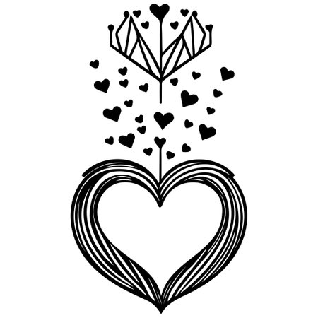 Doodle abstract sketch Love Heart illustration sketch hand draw elementのイラスト素材