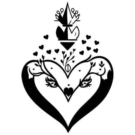 Doodle abstract sketch Love Heart illustration sketch hand draw elementのイラスト素材