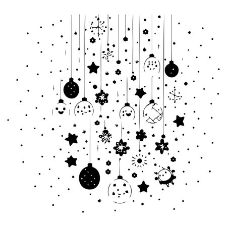 doodle kids decoration snowflakes Christmas illustration sketch hand draw elementのイラスト素材