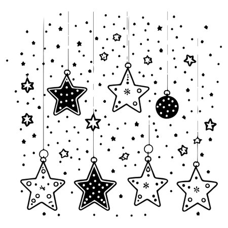 doodle kids christmas ornament star illustration sketch hand draw elementのイラスト素材