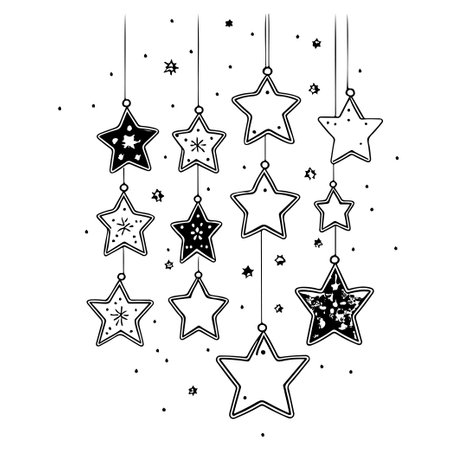 doodle kids christmas ornament star illustration sketch hand draw elementのイラスト素材