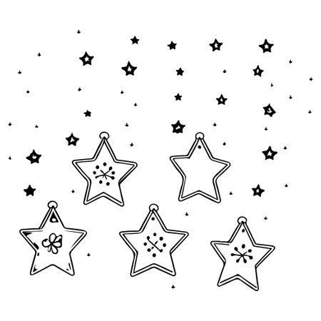 doodle kids christmas ornament star illustration sketch hand draw elementのイラスト素材