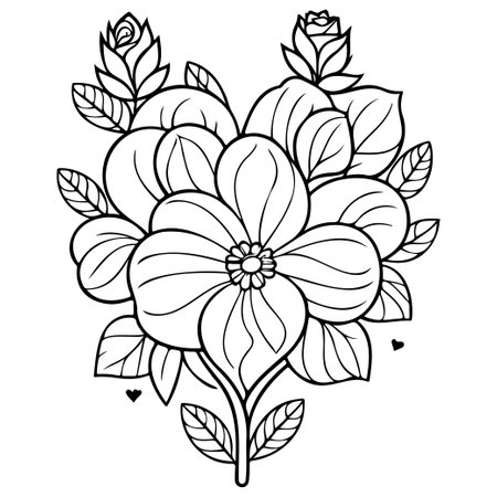 doodle valentine love flower rose heart illustration sketch draw elementのイラスト素材