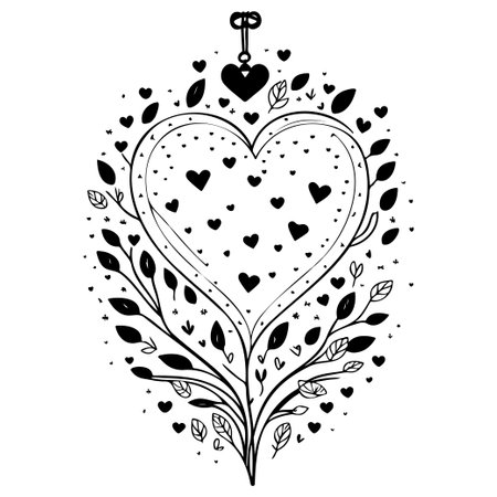 doodle kids love flower valentine illustration sketch draw elementのイラスト素材