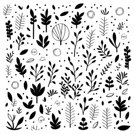 pattern spring element seamless floral illustration sketch hand draw elementのイラスト素材