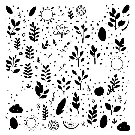 pattern spring element seamless floral illustration sketch hand draw elementのイラスト素材