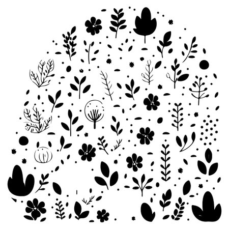 pattern spring element seamless floral illustration sketch hand draw elementのイラスト素材