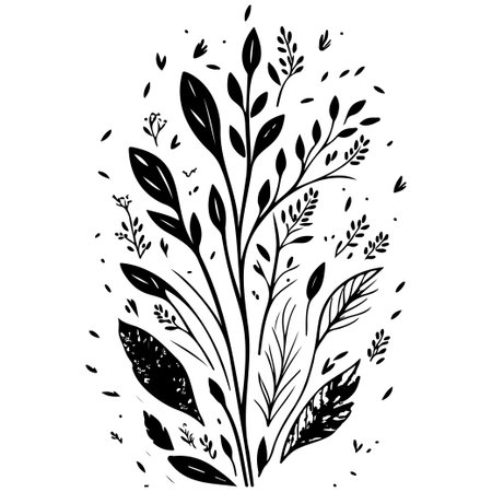 spring leaf flower Field Wild Flowers floral illustration sketch hand draw elementのイラスト素材