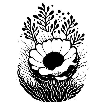 floral ocean coral Bubble Tip Anemone illustration sketch draw elementのイラスト素材