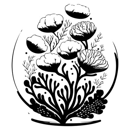floral ocean coral Bubble Tip Anemone illustration sketch draw elementのイラスト素材
