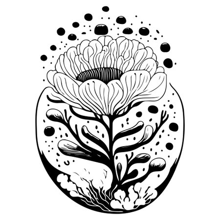 floral ocean coral Bubble Tip Anemone illustration sketch draw elementのイラスト素材