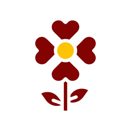 Flower love icon solid red yellow colour mother day illustration vector element and symbol perfect.のイラスト素材