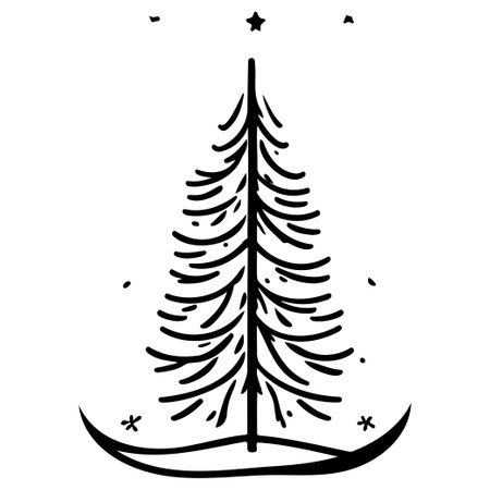 Christmas tree illustration sketch elementのイラスト素材