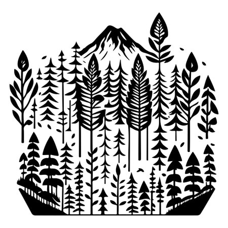 forest nature illustration sketch elementのイラスト素材