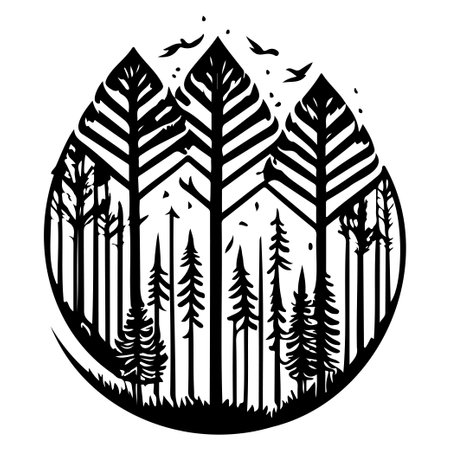 forest nature illustration sketch elementのイラスト素材