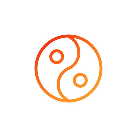 Yin and yang icon gradient red orange chinese illustration elementのイラスト素材