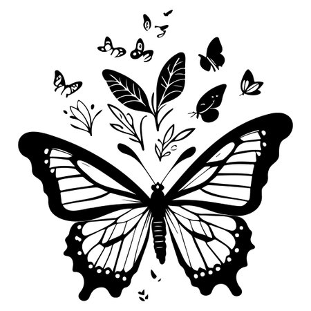 Animal butterfly illustration sketch elementのイラスト素材