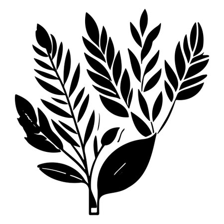 parallel leaf plant floral illustration sketch elementのイラスト素材