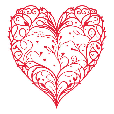 Red love heart flower valentine illustration elementのイラスト素材
