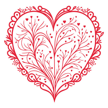 Red love heart flower valentine illustration elementのイラスト素材