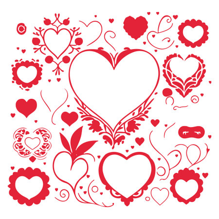 Red ornament lover heart valentine illustration sketch elementのイラスト素材