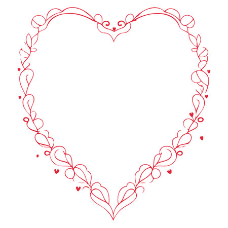 Red ornament lover heart valentine illustration sketch elementのイラスト素材