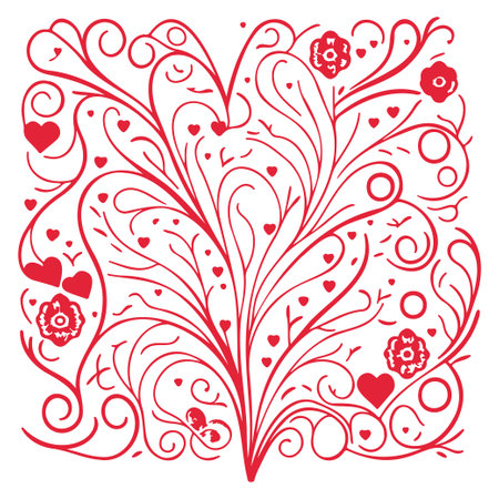 Red ornament lover heart valentine illustration sketch elementのイラスト素材