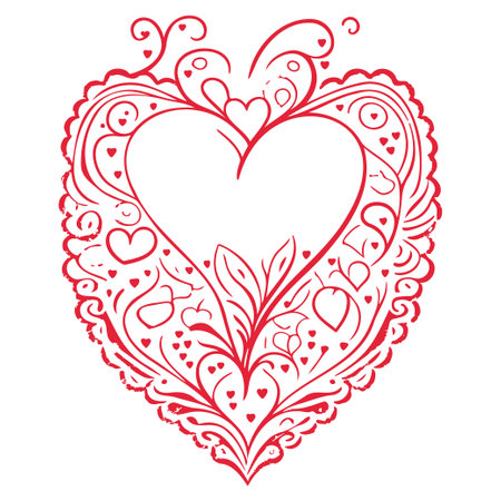 Red ornament lover heart valentine illustration sketch elementのイラスト素材