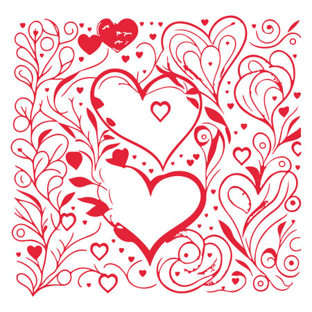 Red ornament lover heart valentine illustration sketch elementのイラスト素材