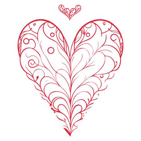 Red ornament lover heart valentine illustration sketch elementのイラスト素材