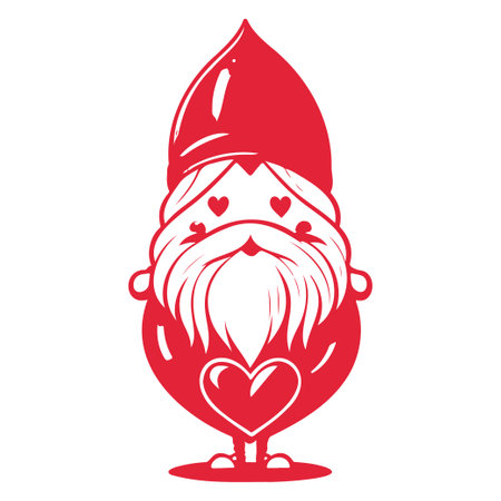Red gnome love valentine illustration sketch elementのイラスト素材