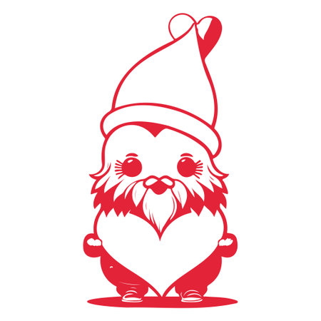 Red gnome love valentine illustration sketch elementのイラスト素材