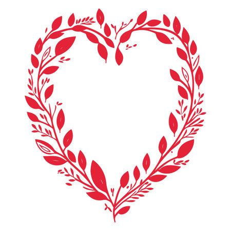 Red flower heart floral valentine illustration sketch elementのイラスト素材