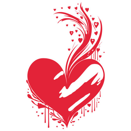 Red water color Heart love valentine illustration elementのイラスト素材