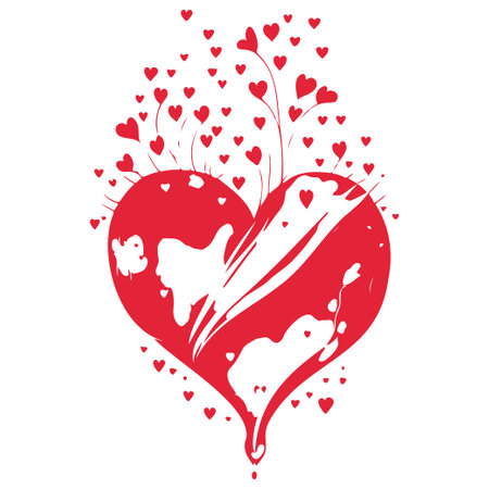 Red water color Heart love valentine illustration elementのイラスト素材