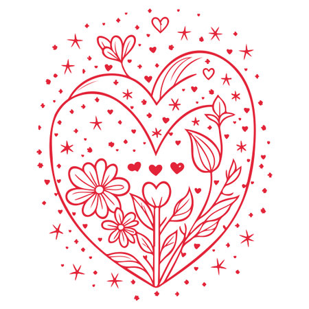 Red abstract valentine love star heart flower illustration elementのイラスト素材