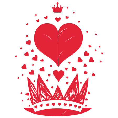 Red Doodle abstract sketch Love Heart illustration elementのイラスト素材