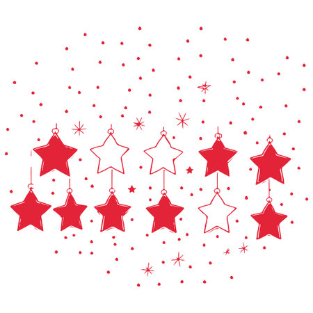 red kids christmas ornament star illustration sketch elementのイラスト素材